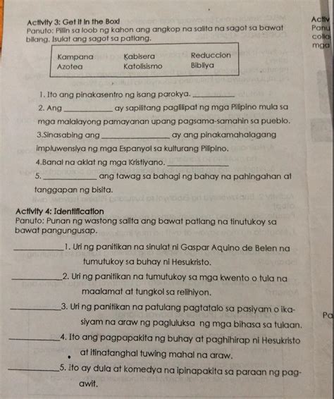 Gawain 1 Panuto: 1. Sa unang bahagi ng gawaing ito ay .